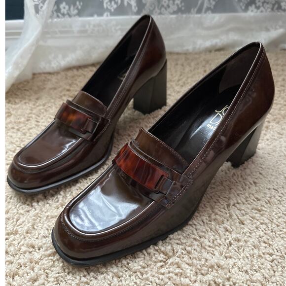 Joan & David Brown Heeled‎ Loafers Made in Italy 8.5 - Picture 1 of 6